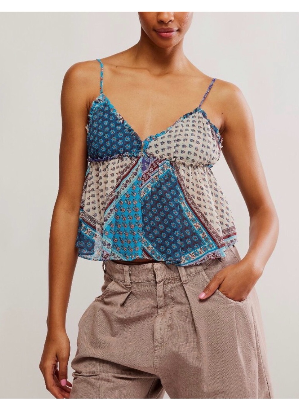 NEW FREE PEOPLE Alix Cami Top in Ocean   Combo NWT in bag!🌷